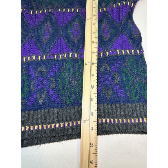 VTG 80'S/90's Cadet Boys Club Sweater Purple Green Boys Made in USA XL 18 - Picture 8 of 10
